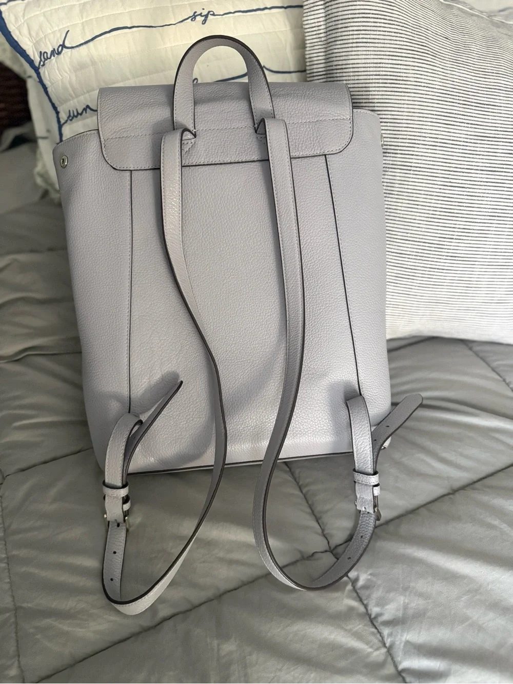 kate spade Two-Tone Gray and Cream Leather Backpack